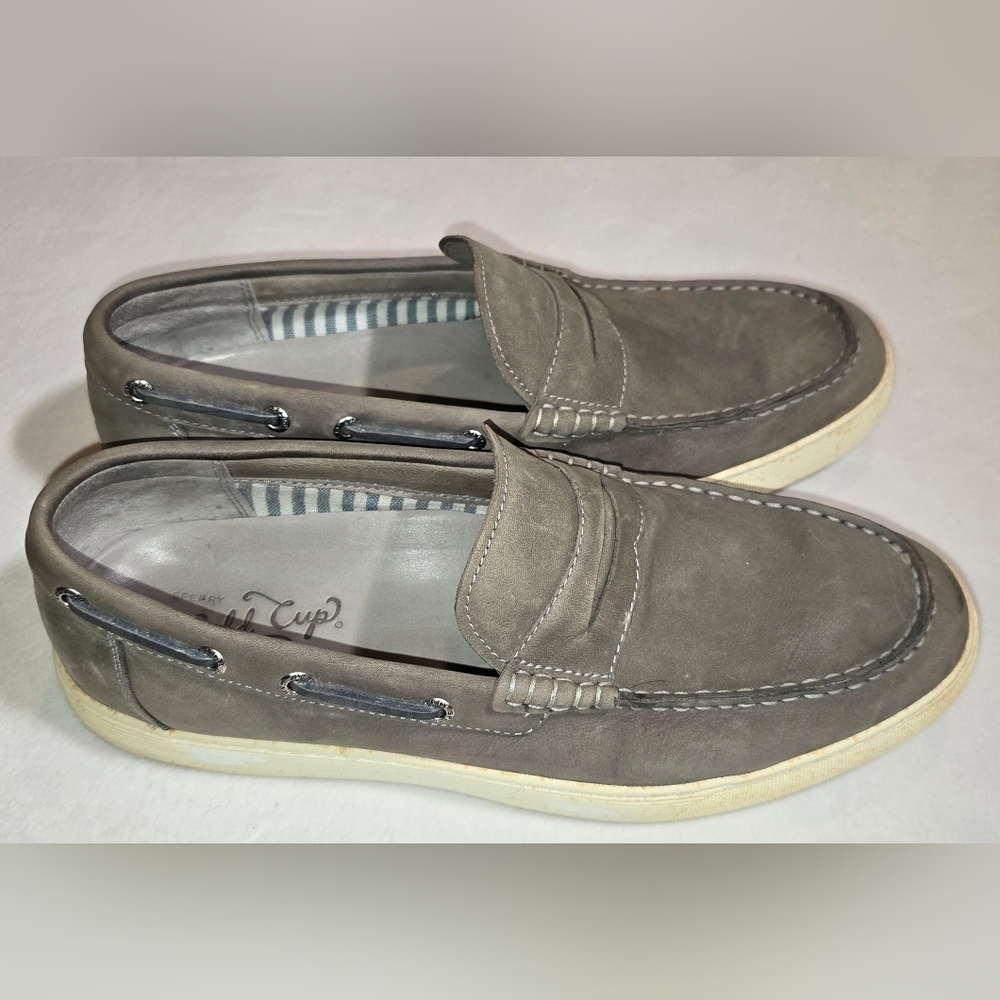 Sperry Gold Cup Grey Mens Leather Penny Loafter Boat Shoe Top Sider 11